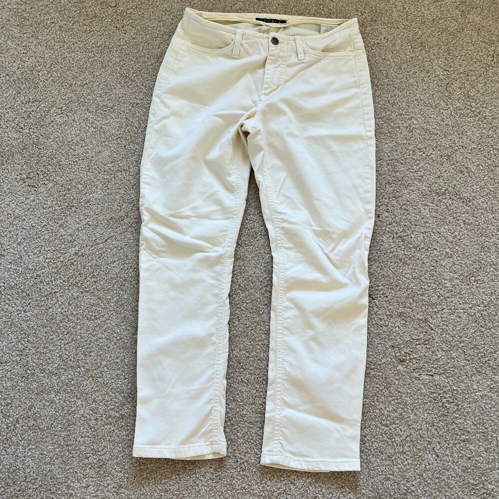 Theory cream slim fit ankle prima cotton with stretch in size 6